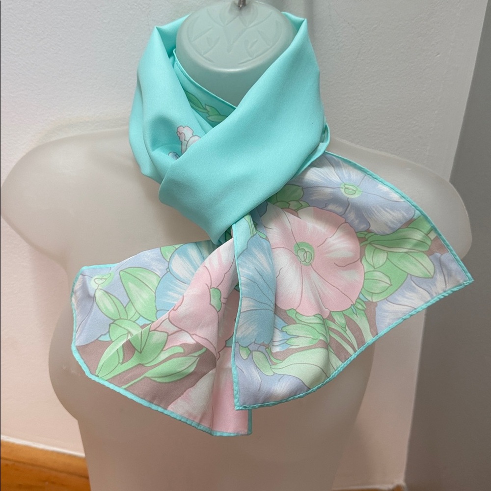VTG Avon "Morning Glory" print, oblong scarf. Silk-printed in Japan.